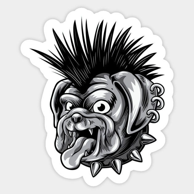 Punk Rock Pug Sketch Sticker by SLAG_Creative